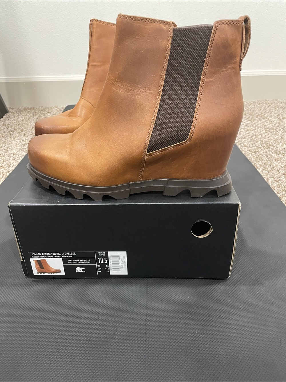 Sorel Joan of Arctic Wedge Chelsea Boots - Cognac Brown